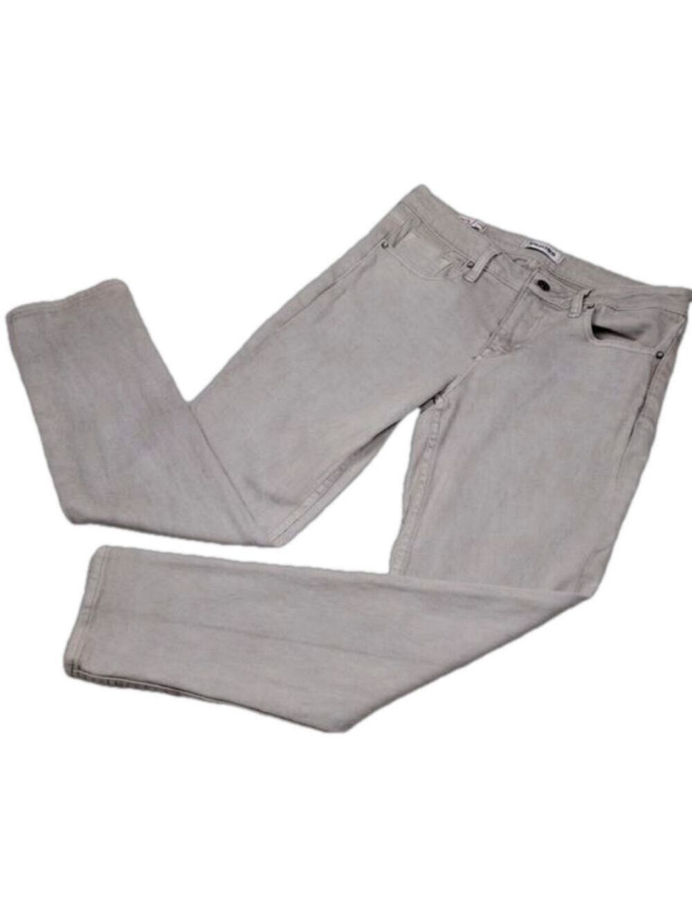 Vigoss Thompson Tomboy Light Grey Five Pocket Mid Rise Tapered Leg Color Denim